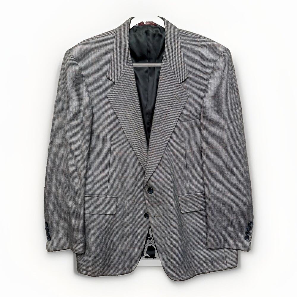 VTG Evan-Picone For Hecht's Plaid Blazer Sport Coat 40S Gray Red Two Button